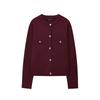 Kaslead New Women Clothes Western Style Fashion Simple and Versatile Gold Decorated Row Button Knitted Outerwear