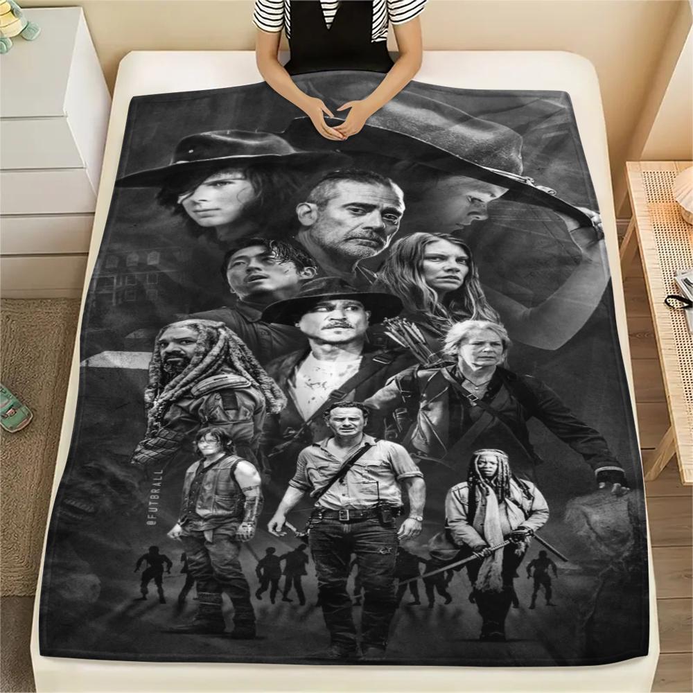 1Pc Walking Dead Print Flannel Blanket, High Quality Comfortable for All Seasons, Home Decor, Warmth and Comfort, Perfect for Gifts