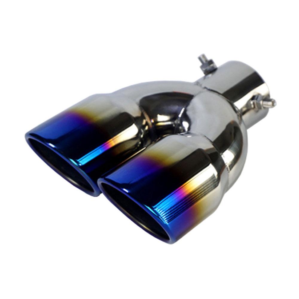 Universal Car Inlet Double-Barrel Rear Exhaust Tip Tail Pipe Muffler Outlet Stainless Steel Trim Muffler Pipe Tail