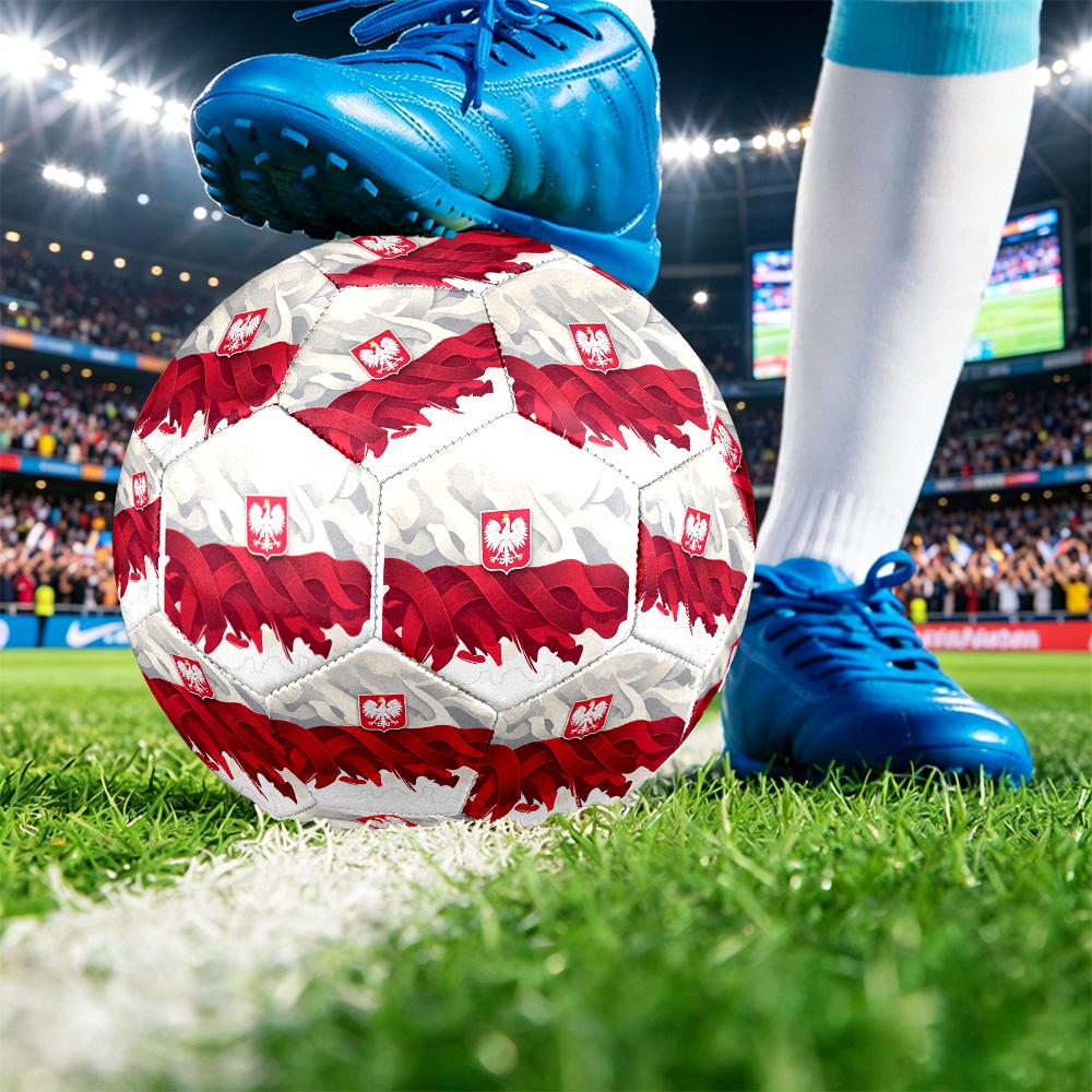 Poland Football Printed Size 5 Soccer Ball Wear Resistant Standard Adult Training Football Fan Gift for Indoor Outdoor Match Sports
