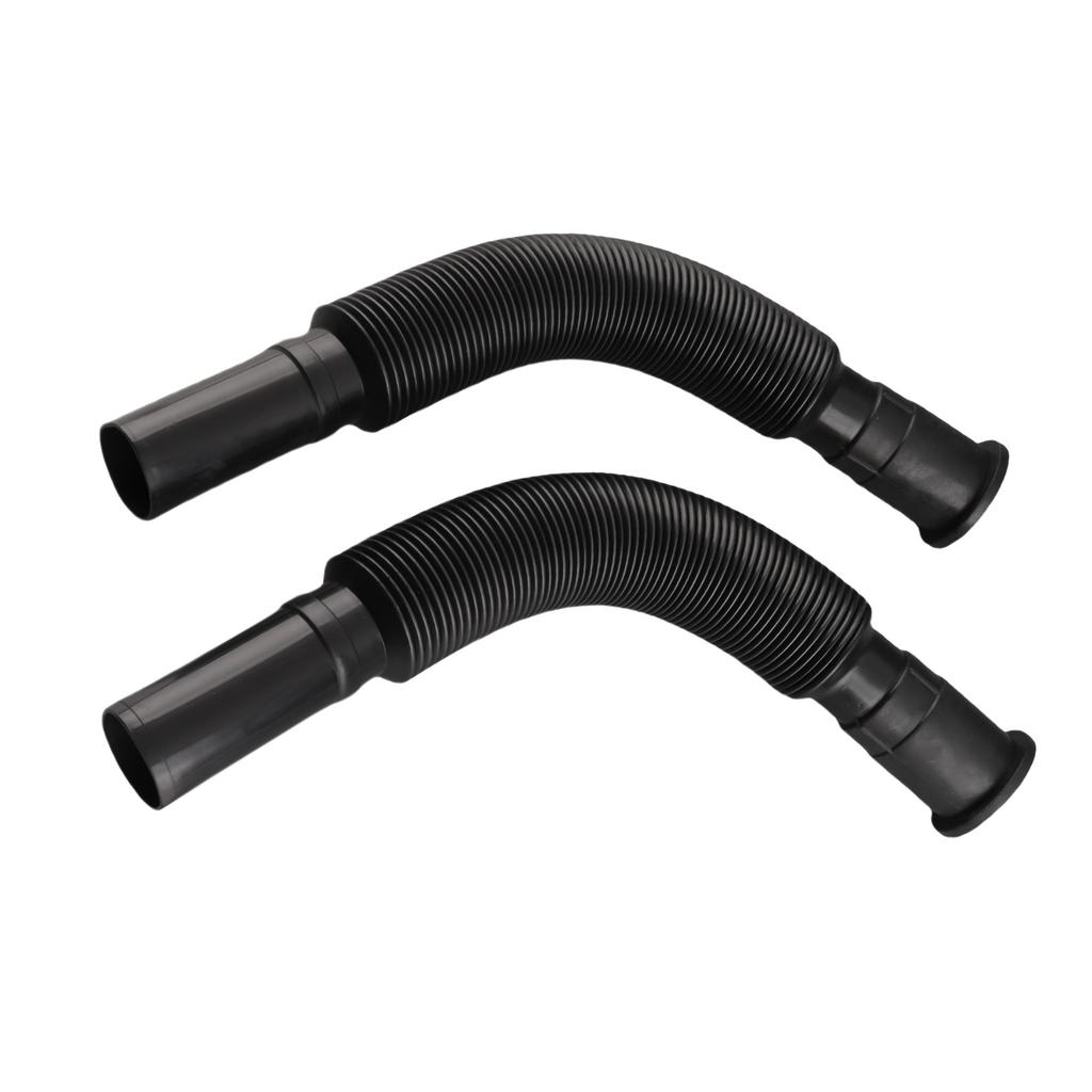 2Pcs Basin Drain Pipe Wash Basin Sink Drain Hose Flexible PVC Water Pipe for Kitchen Bathroom Black