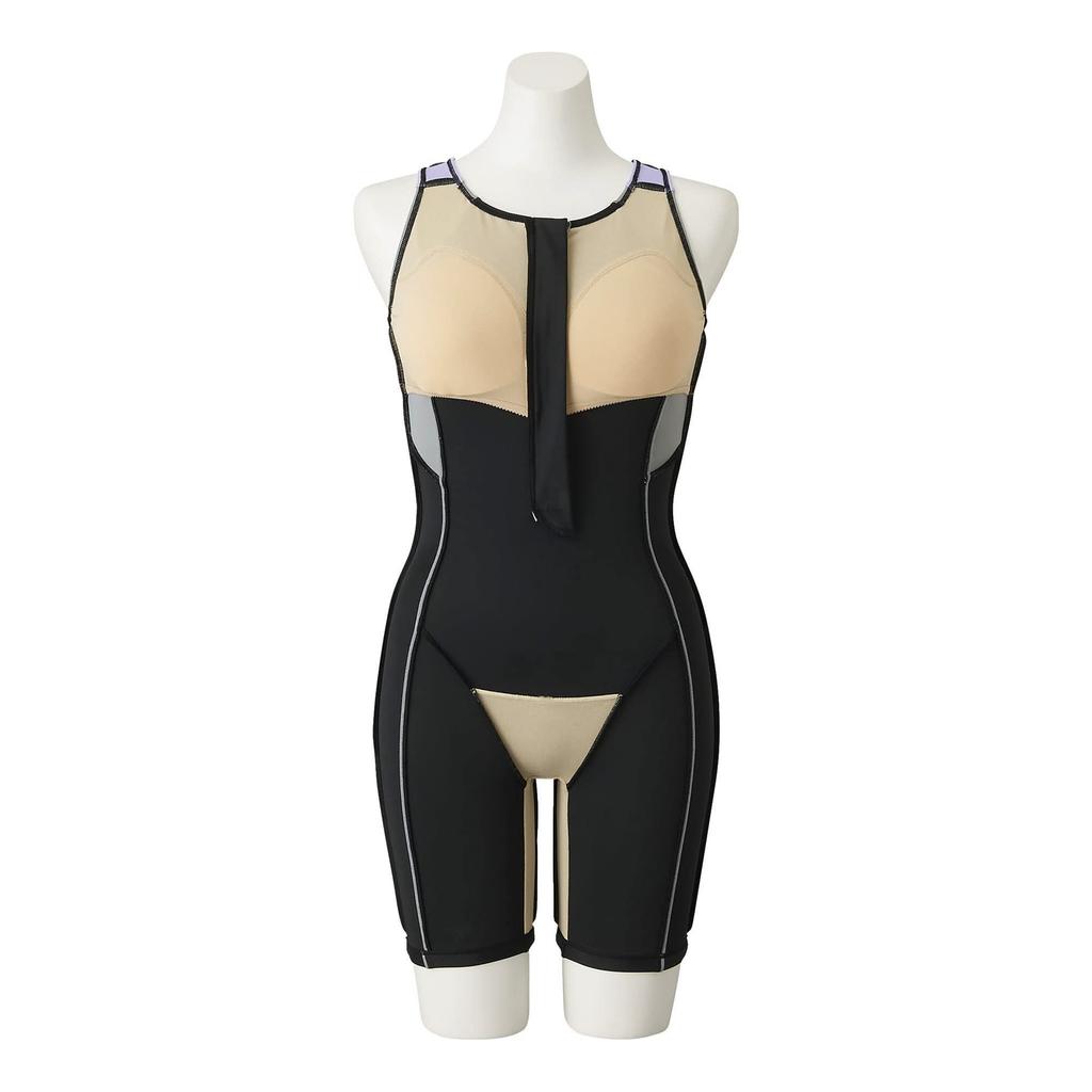 MIZUNO Fitness Gym Black x XL Women's Swimsuit, Swimwear, Wear, All-in-One (3.5-Length), N2JG2321, 91 Gray, Size