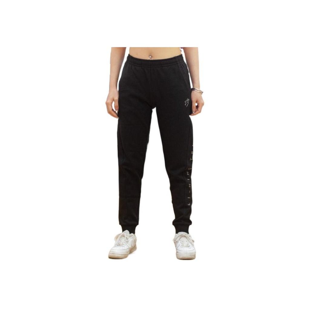 Li Ning Training Series Solid Color Fleece Cuffed Knitted Sports Pants Women Pants Black AKLRF64-1
