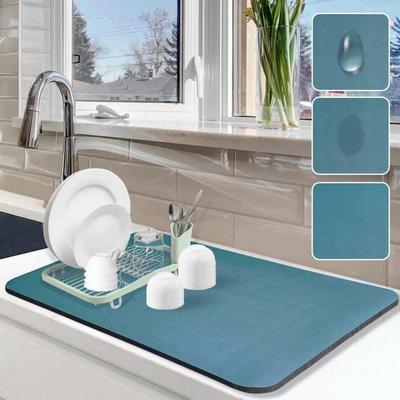 50*40cm Dish Drying Mat Super Absorbent Drying Mat Non-Slip Design Extra-Large Countertop Protector Mat Kitchen Bar Accessories