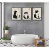 3Pcs Vintage Japanese Cat Wall Art Cute Funny Japanese Black Cat Canvas Paintings Japanese Matsumoto Hoji Prints Neutral Wall Decor Cat Pictures