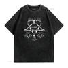 Sein Herzagramm schließe dich mir im Tod an schweres schwarzes T-Shirt kurzärmliges Hemd vintage gewaschen Grafik lässig stilvoll dehnbar Unisex