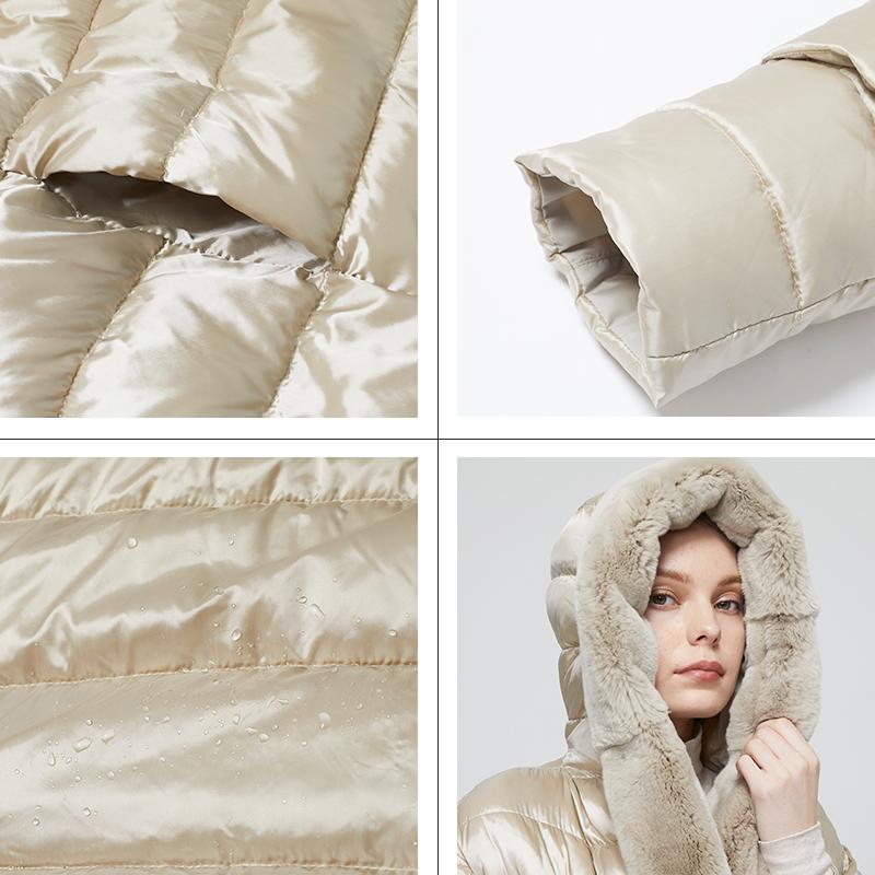 Coat ZIAI 2024 New Winter Women Long Warm Parka Jacket with Natural Rabbit Fur Hood Large Sizes Female Clothing Design ZR-7518