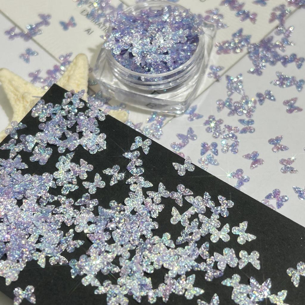 Gradient Butterfly Sequin Nail Art Decorations - Colorful Starry Sky DIY Materials