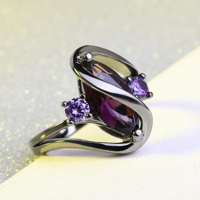 Vrouwen romantische faux saffier paard oogvormige uitgeholde ring sieraden