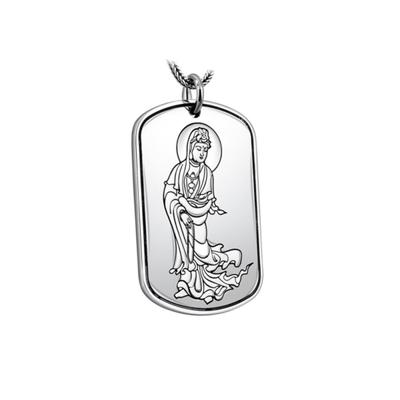 N81 Silver Buddhist Buddha Avalokitesvara Bodhisattva Necklace
