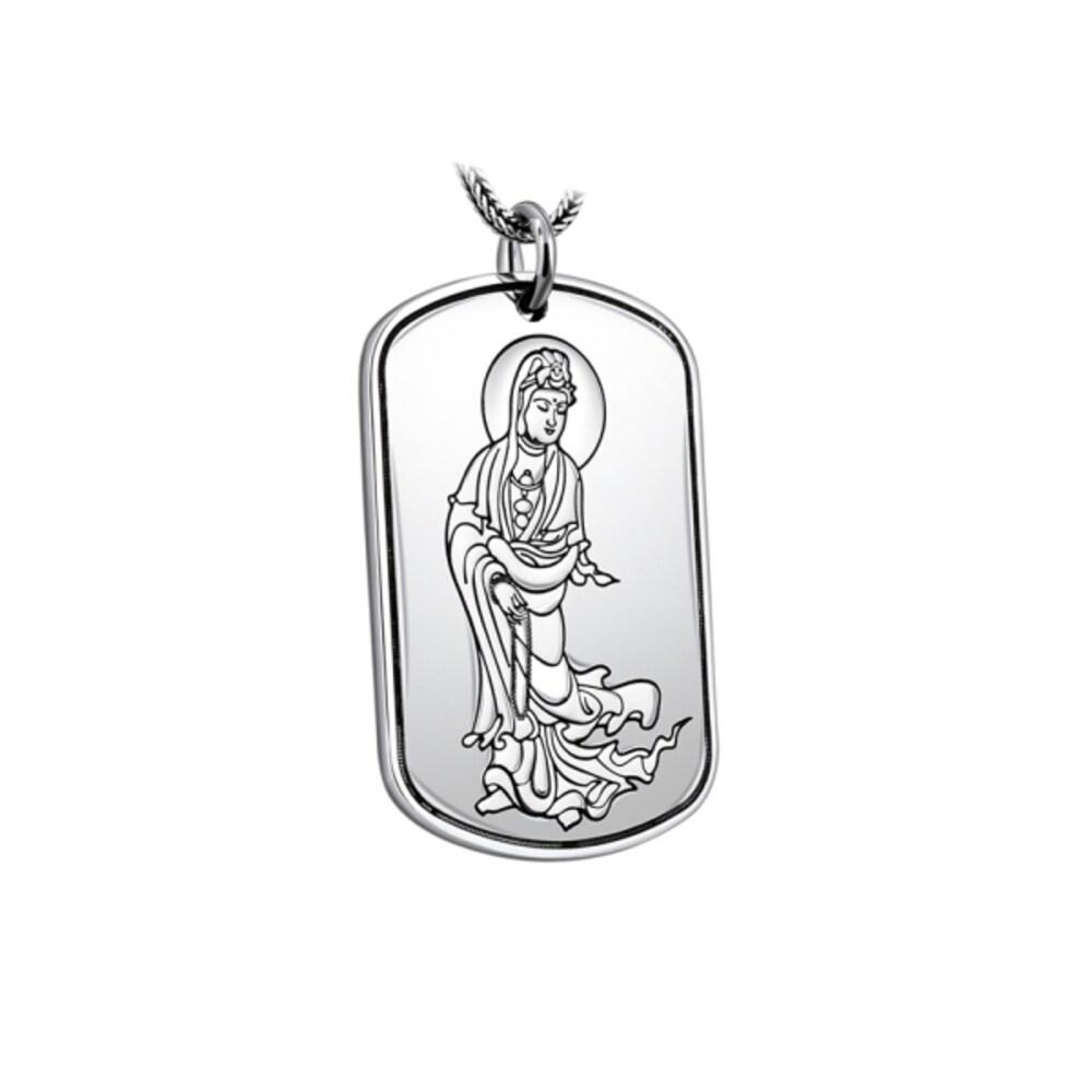 N81 Silver Buddhist Buddha Avalokitesvara Bodhisattva Necklace