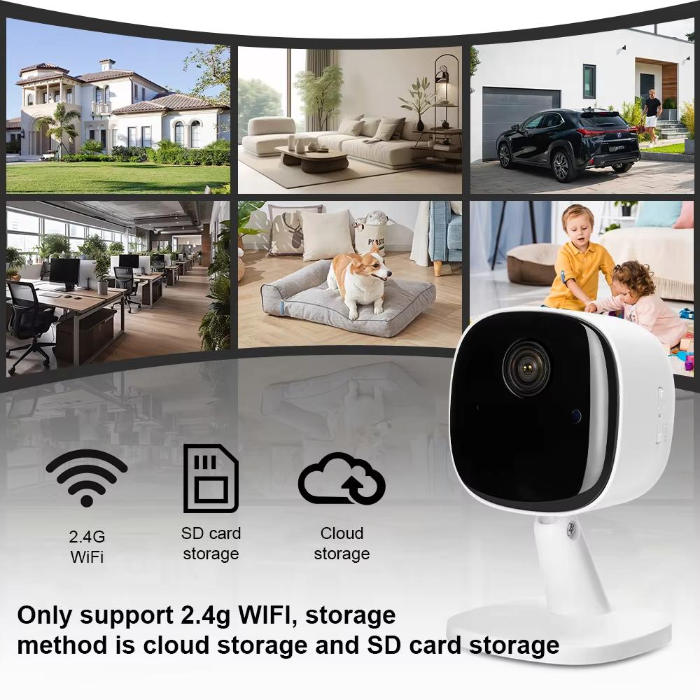 Telecamera di Sicurezza Interna 1080P per Baby Monitor, Telecamera per Cani con Rilevamento del Movimento, Audio Bidirezionale Sirena, Visione Notturna, Archiviazione su Cloud e Scheda SD