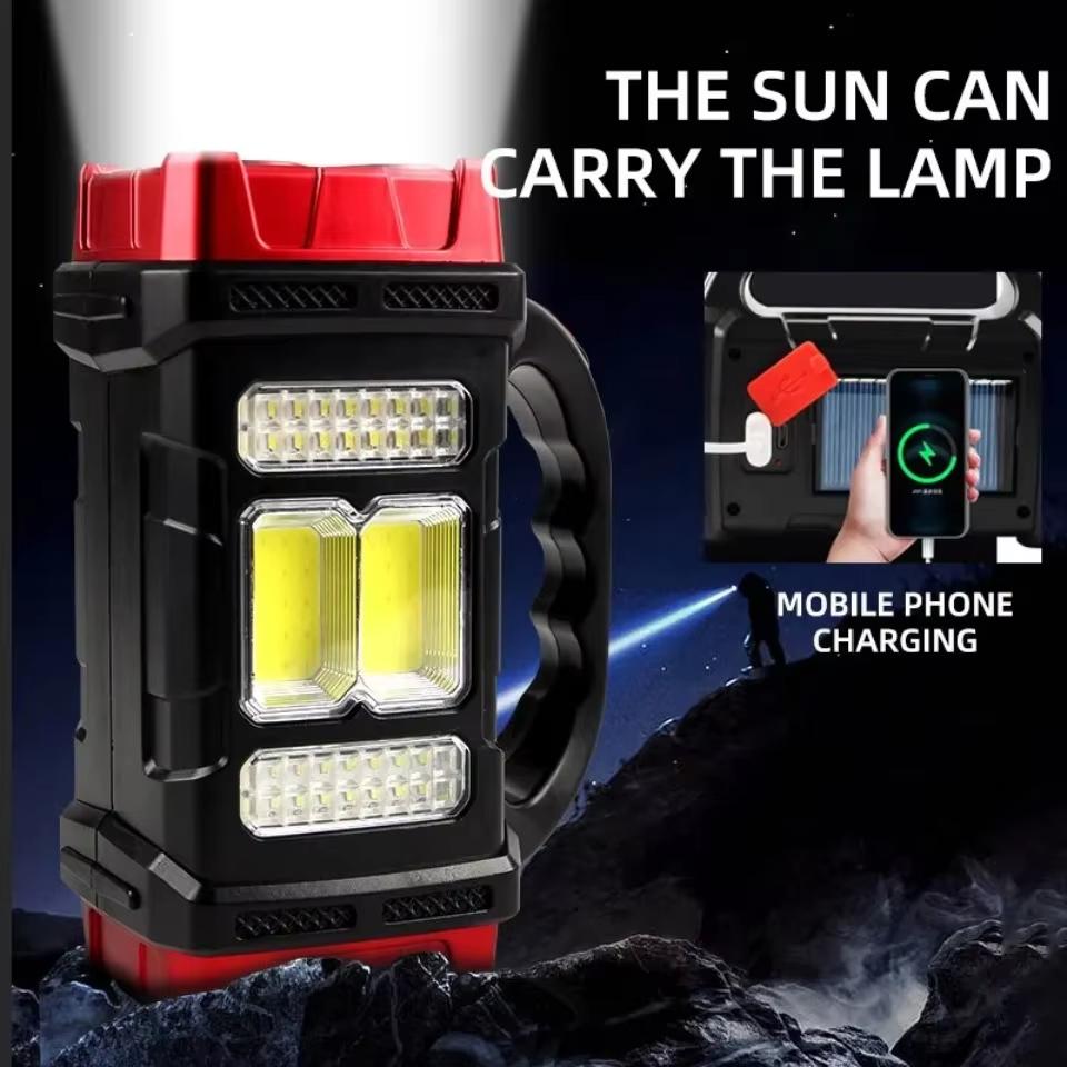 Lumină LED Multifuncțională Portabilă Reîncărcabilă cu Energie Solară Sursă de Lumină Duală USB Reflector de Căutare pentru Exterior Lumină de Camping pentru Drumeții