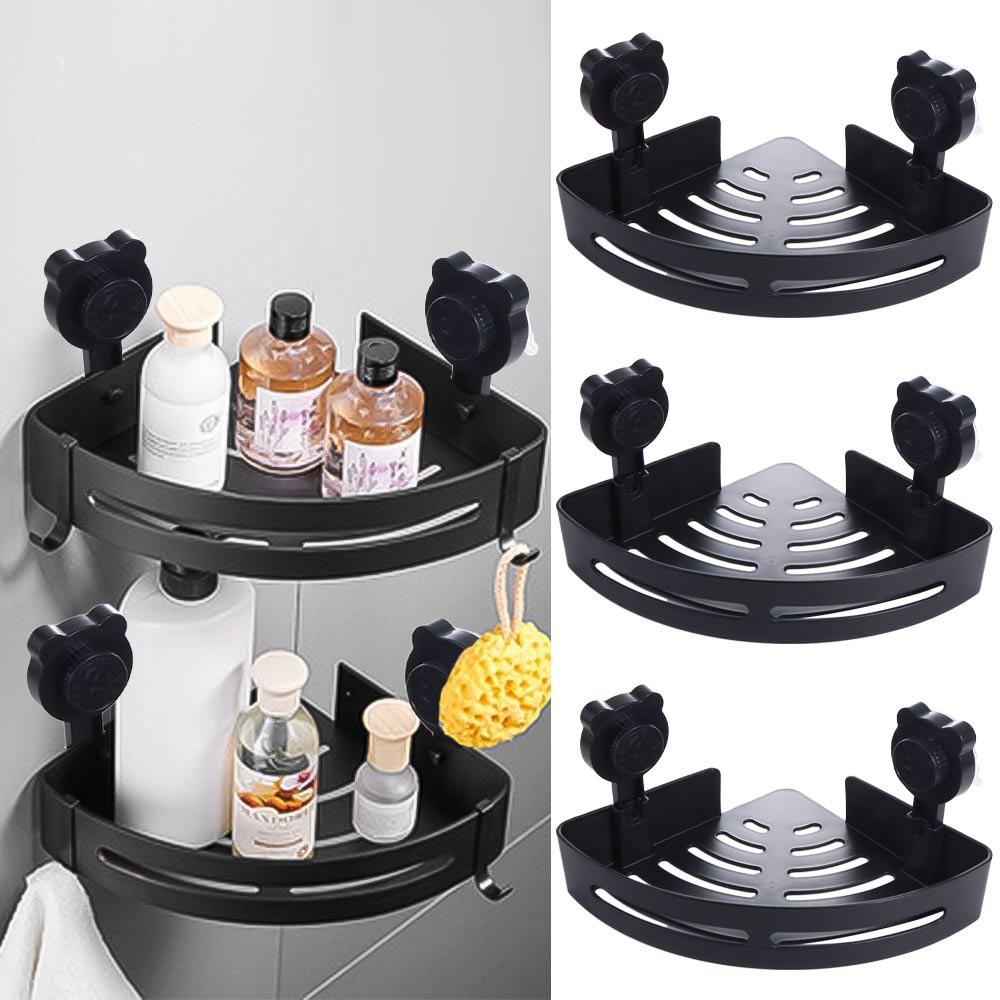 Plastic Corner Storage Shelf Punch Free Wall Shower Shampoo Rack Kitchen