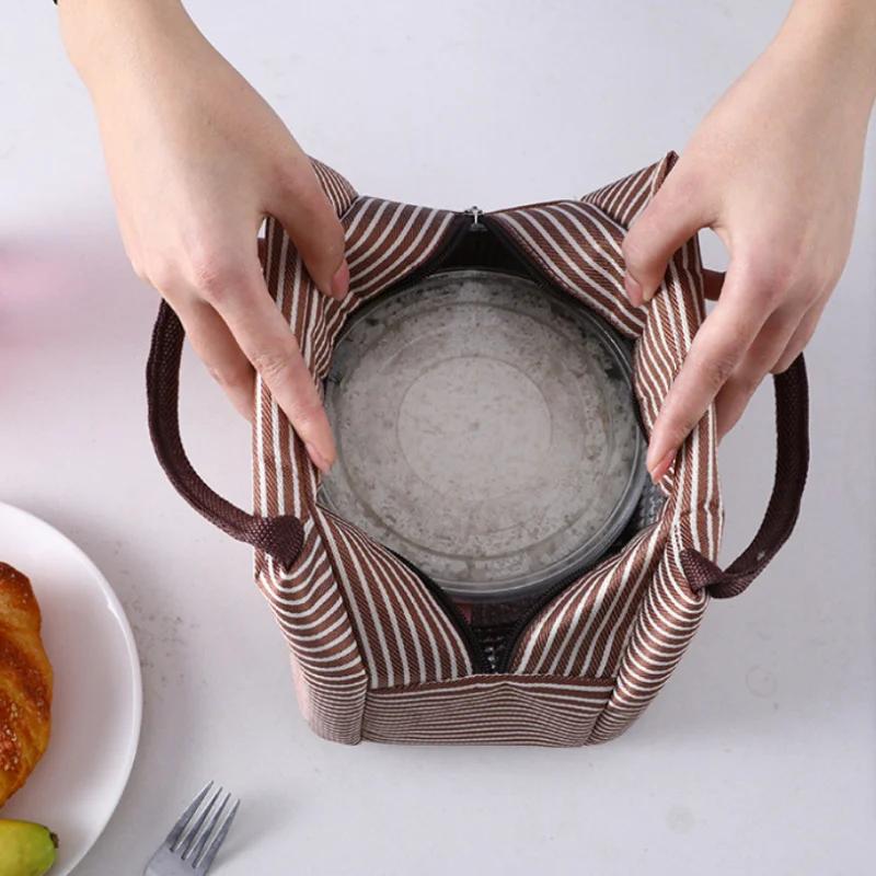 Sale Stripe Women's Kids Lunch Bag Waterproof Insulated Picnic Food Storage Container Thermal Handbag Cooler Bag