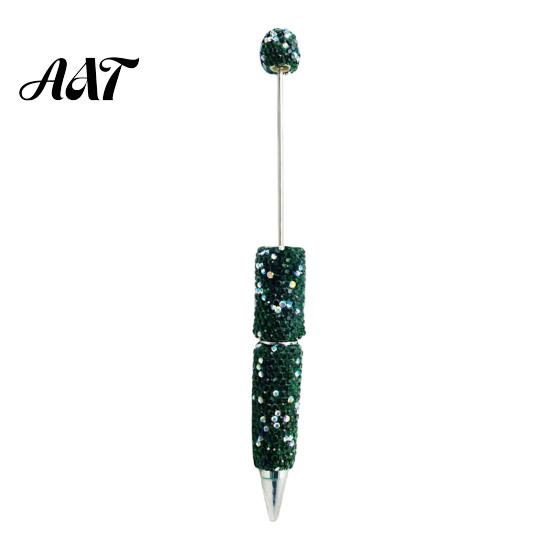 Refillable Bling Writing Pen Diamond Beadable Pens, Rhinestone Beaded DIY Bead Pen, Crystal Shaft Retractable Twist Ballpoint Black Ink Pens