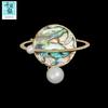 Thousand Clan Retro Silver Planet Brooch with Natural Abalone Shell