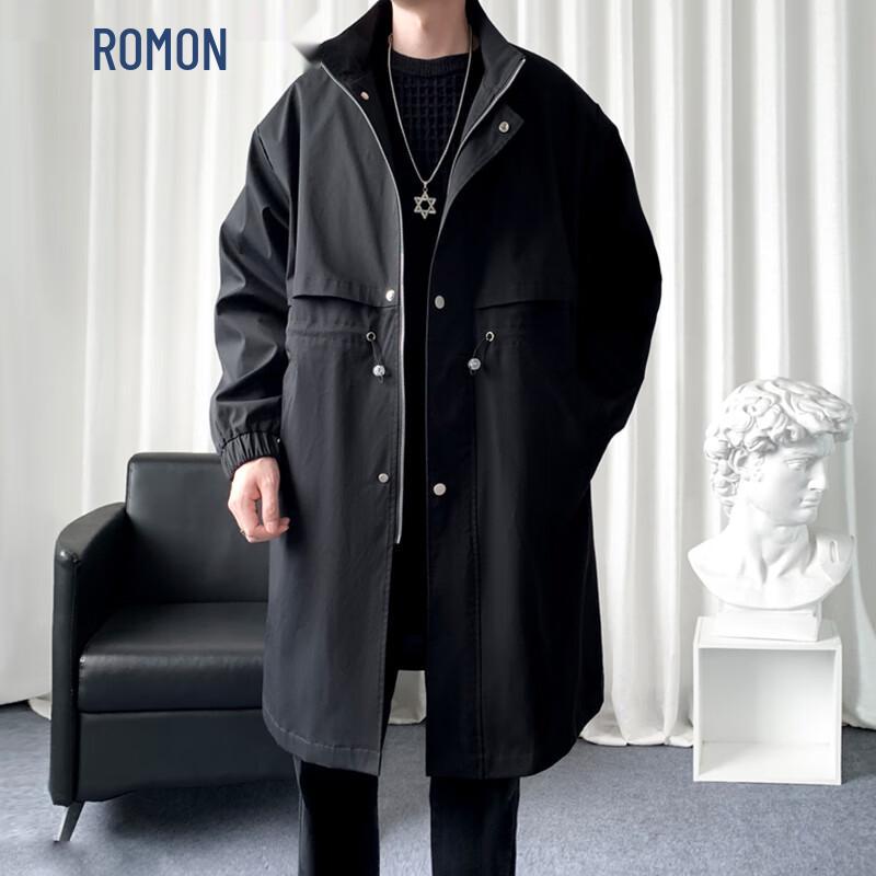 ROMON Men s Business Mid-Length Trench Coat M