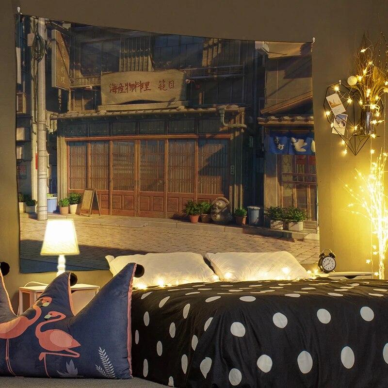 Cartoon-Wandteppich, Wanddekoration, Inneneinrichtung, Szene, Kunst, hängender Hintergrundstoff