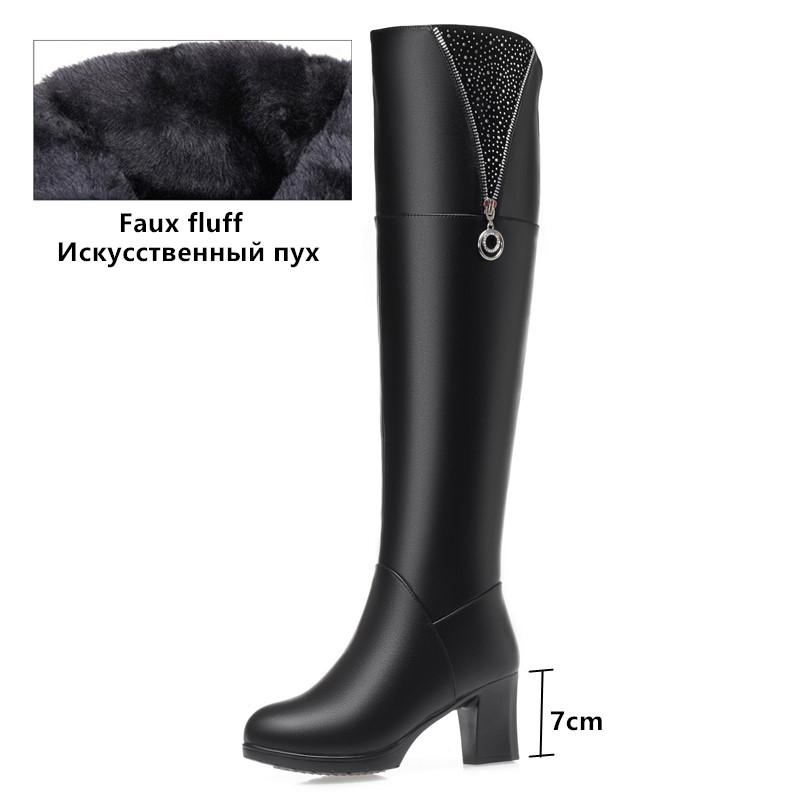 Fashion AIYUQI Women Thigh High Boots New Winter Women Over-the-Knee Boots Genuine Leather Large Size Wool Warm High Heel Women Boots