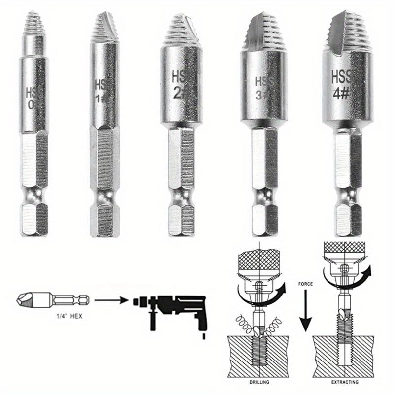 5Pcs Damaged Screw Extractor Drill Bit High Speed Steel Double Easily Take Out Side Drill Out Broken Screw Remover Bolt