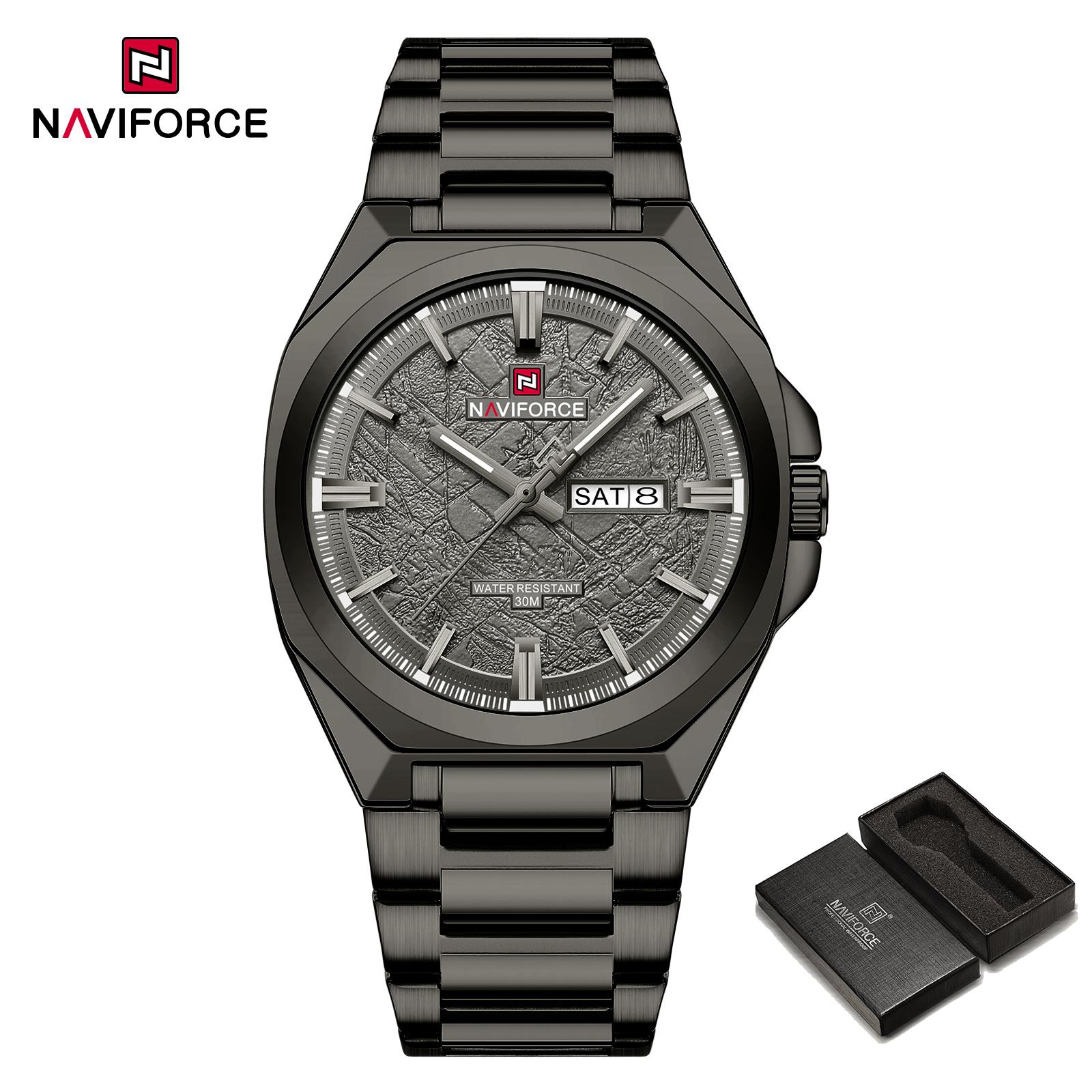 

NAVIFORCE Оригінальний Чоловічий Модний Годинник Календар Дата Люмінесцентні Стрілки Простий Циферблат 30м Водонепроникний Ремінець з Нержавіючої Сталі Чоловічий Діловий Годинник NF9273 сірий