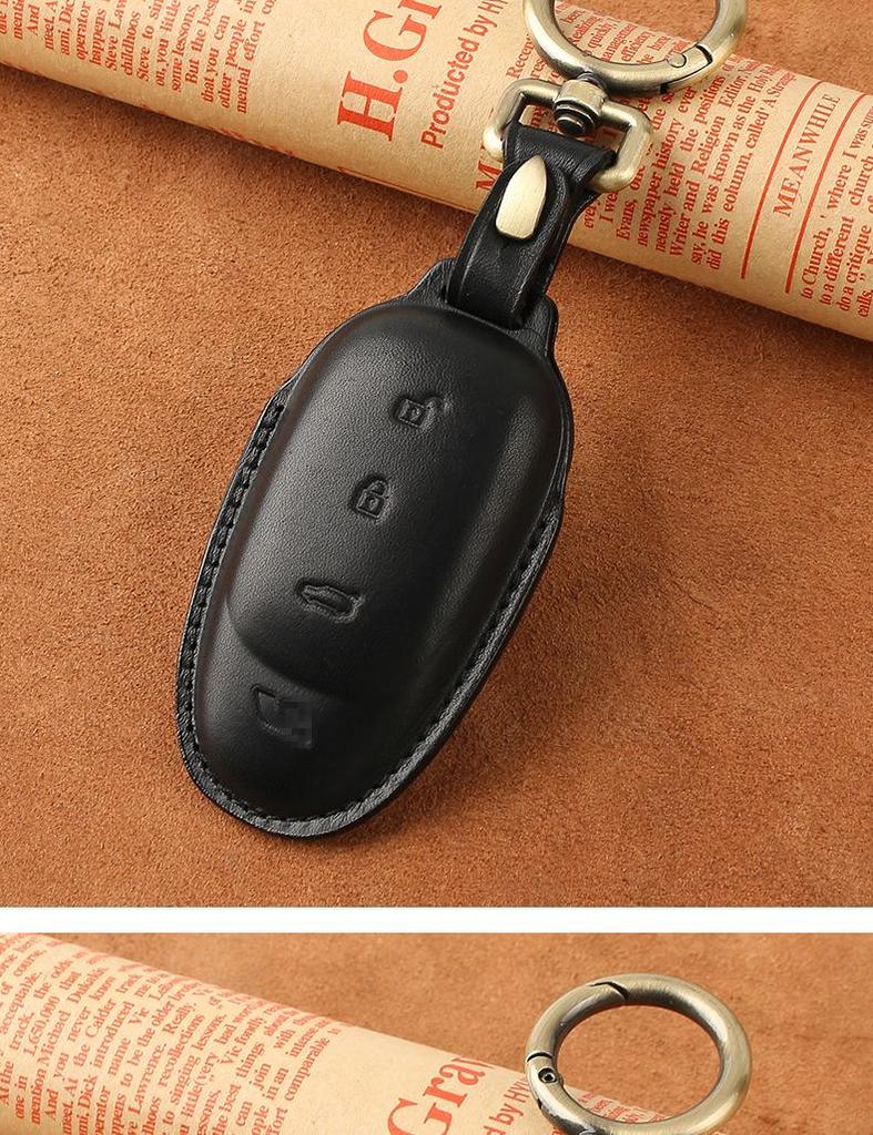 Premium Genuine Leather Key Case for Ideal ONE 2020 - Vintage Cowhide Car Key Bag with Personality