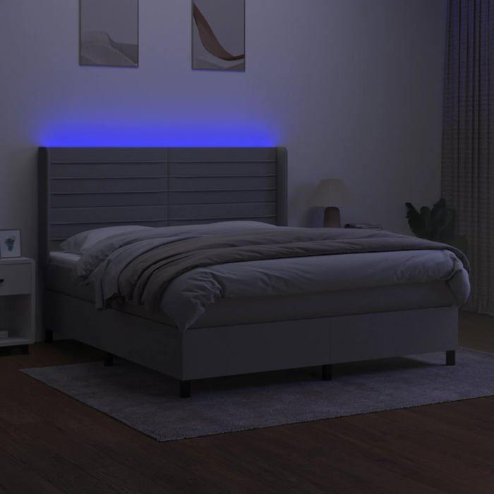 VidaXL Slat Bed Base with Mattress and LED, Upholstered Bed, Double Bed, Adult Bed for Interior Bedroom, 3138405