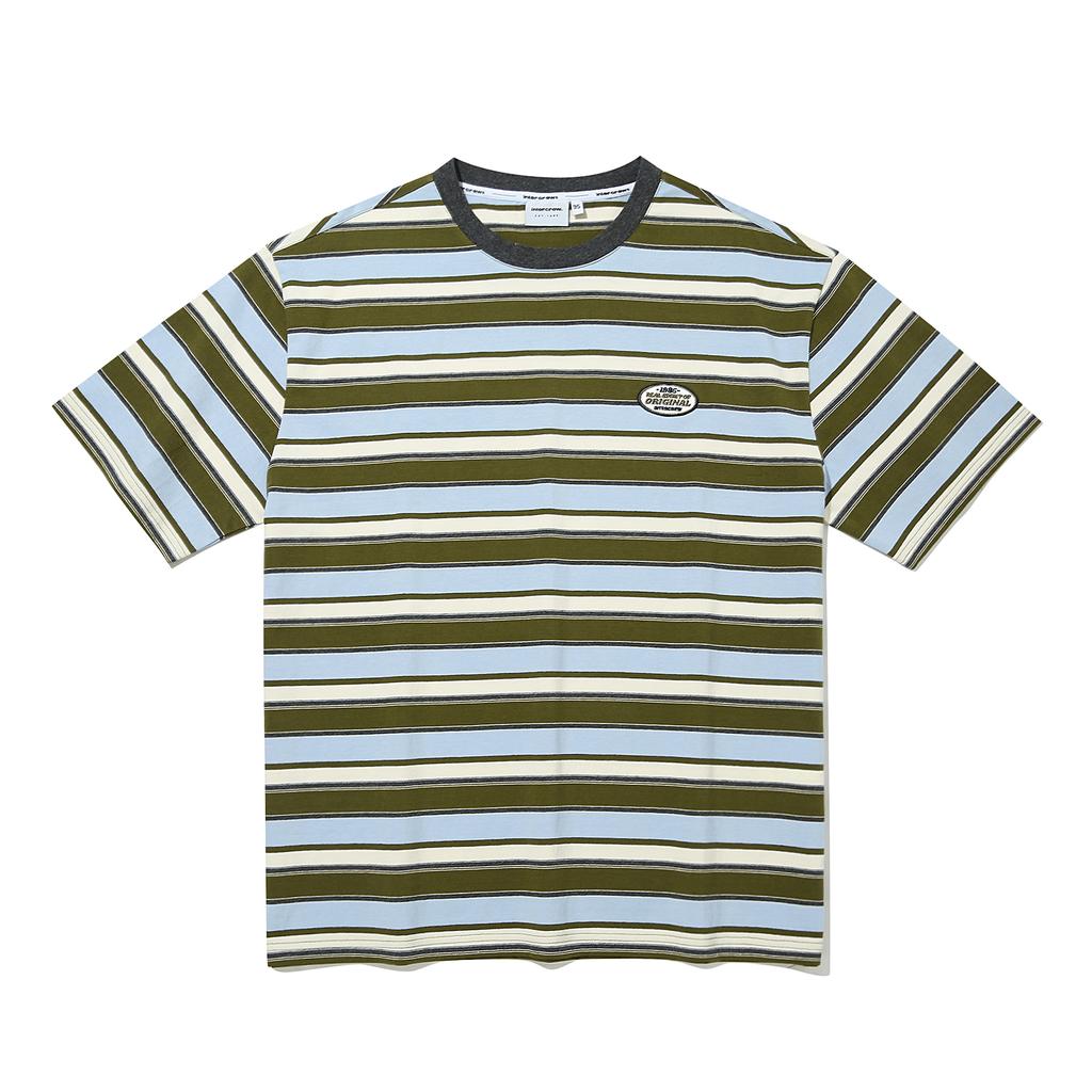 INTERCREW Retro Striped Short Sleeve T-Shirt Olive Ita2Tm04Aol