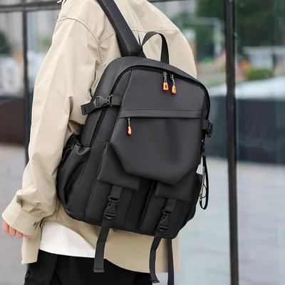 Wasserdichter Nylon-Reißverschluss-Rucksack Einfarbig Großes Fassungsvermögen USB Freizeit Reisen Outdoor Fitnessstudio Wind Neu