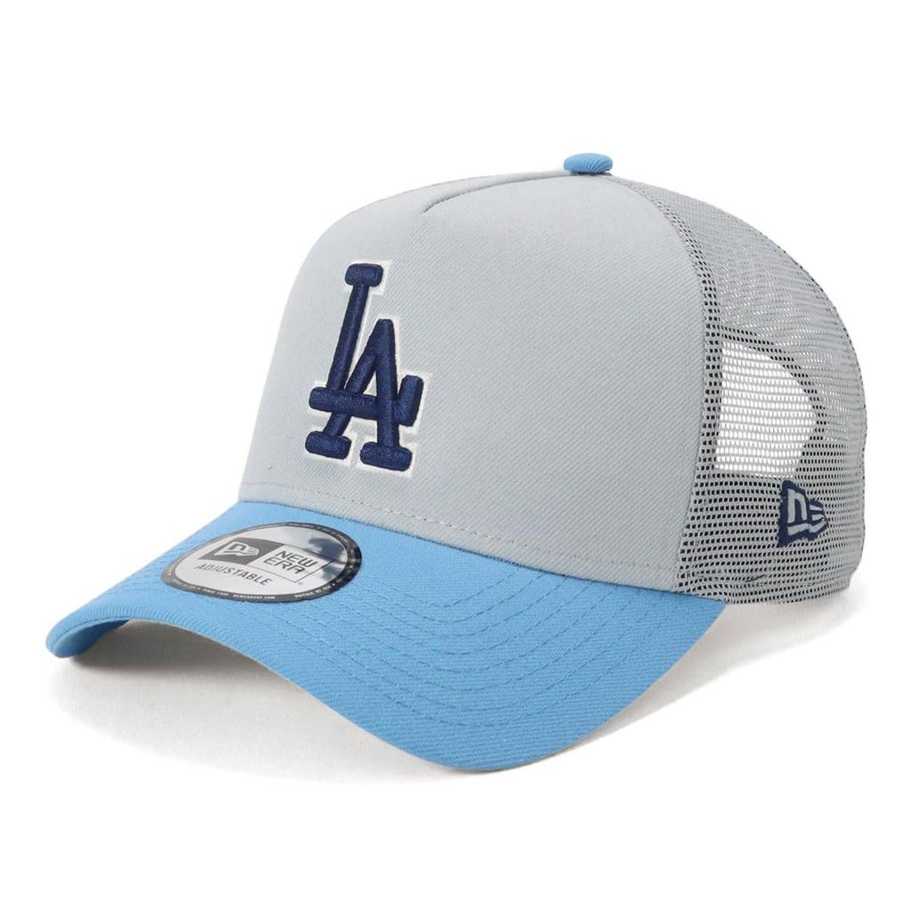 New Era 9Forty Trucker CS Color Snow Gray Radiant Blue MLB Los Angeles Dodgers Mesh Cap MLB ONSPOTZ Exclusive LA Snow Free Shipping A-Frame 2-Tone