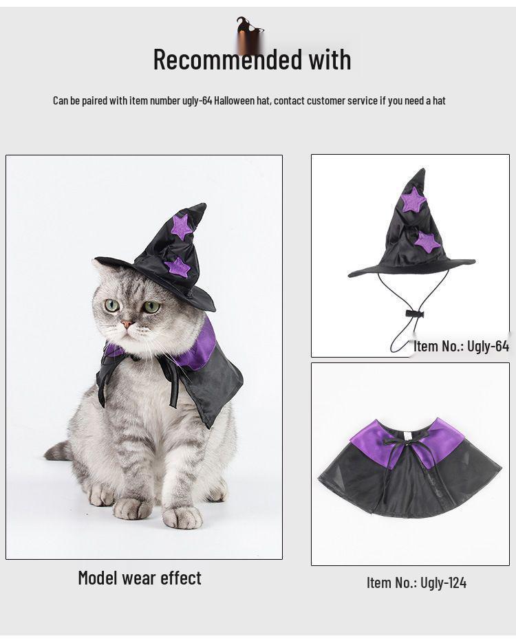 Pet Halloween Wizard Costume Set: Hat & Cloak for Cats and Dogs