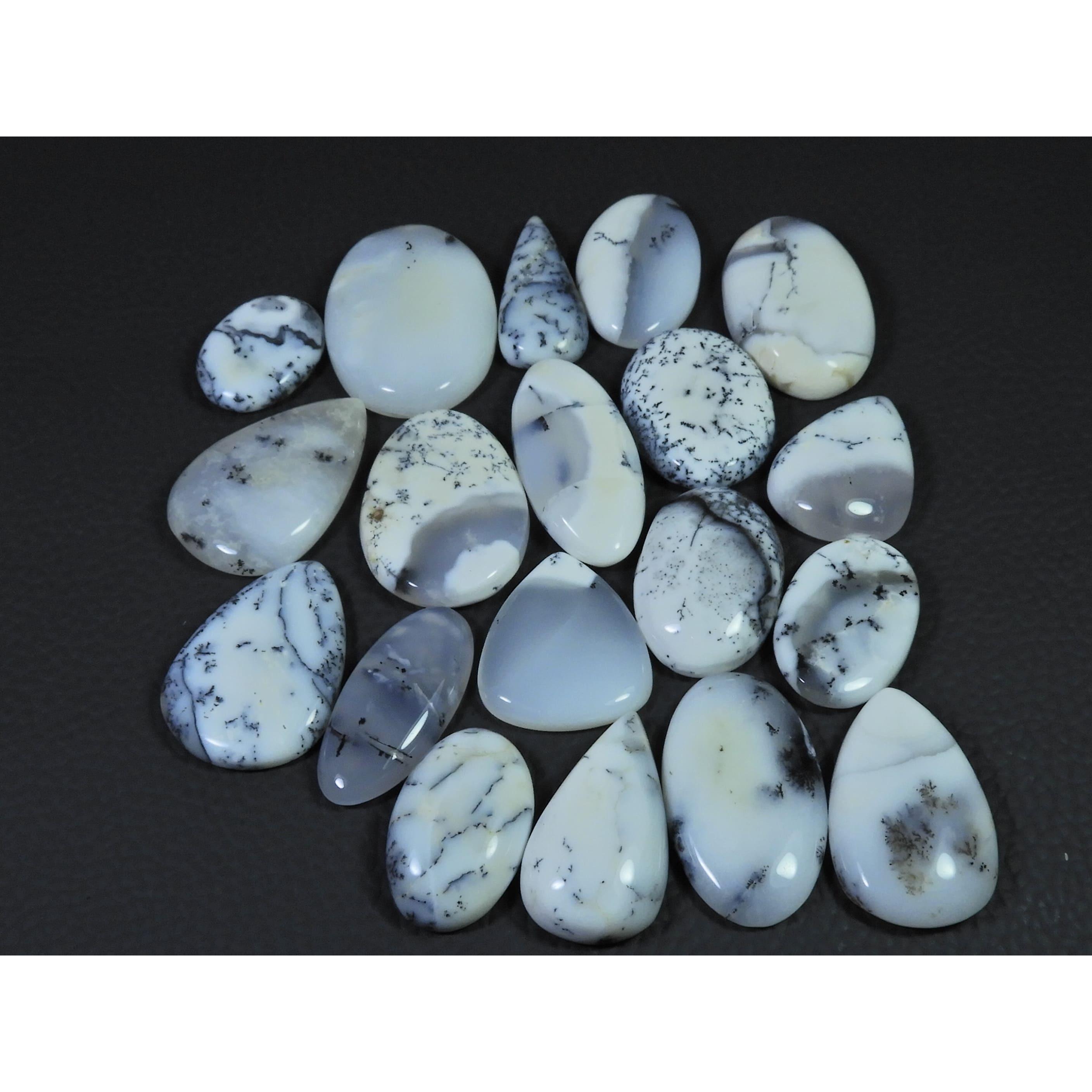 

19Pcs Natural Dendrite Opal Mix Shape Cabochon Loose Gemstone Lot 575cts. C-575