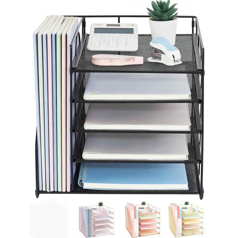 Office Desktop Multi-Layer File Rack5Layer Data Organizer Storage Box File Holder Archive Rack Office Supplies