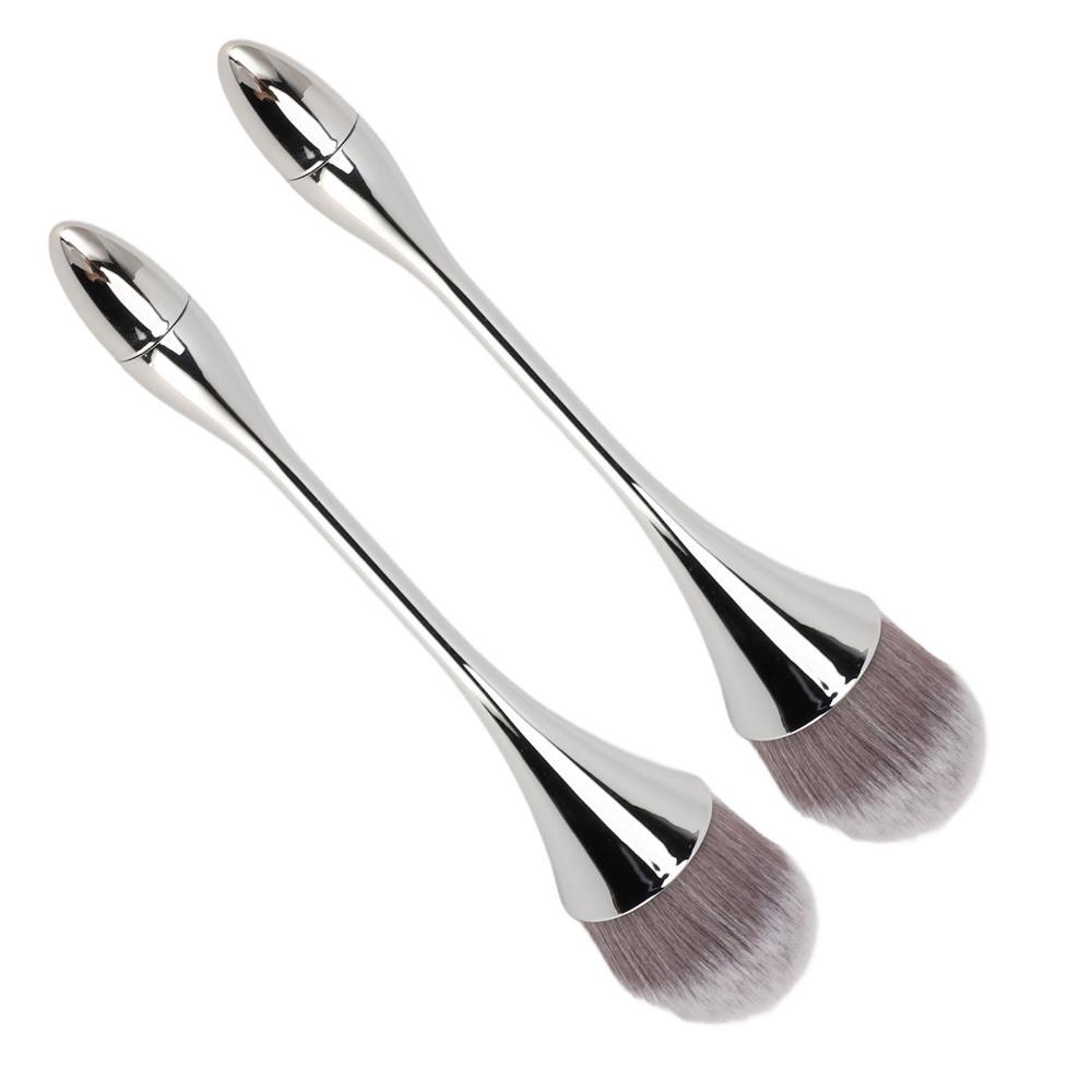 2pcs Soft Bristles Nail Art Powder Brush Ergonomic Handle Powder Remover Brush  For Manicure Use
