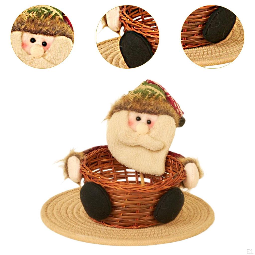 Christmas Basket Candies Cookies Holder Food Bread Portable Party Decor Snack Tray Table