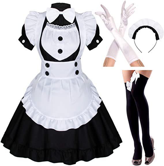 Cute Lolita Maid Costumes Japanese Maid Dress Girls Woman Amine Cosplay Costume Waitress Maid Party Stage Costumes
