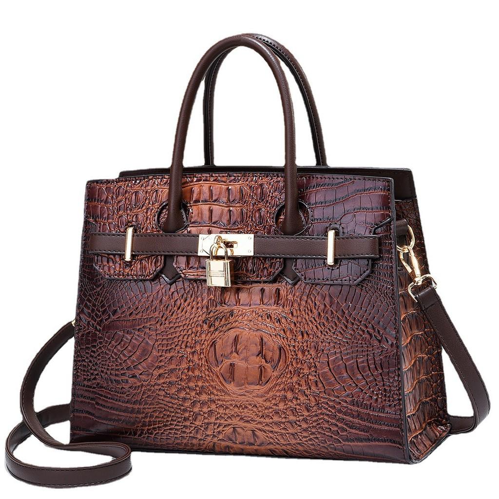 Stylish Large Capacity Crocodile Pattern Tote Handbag For Trendy Everyday Use