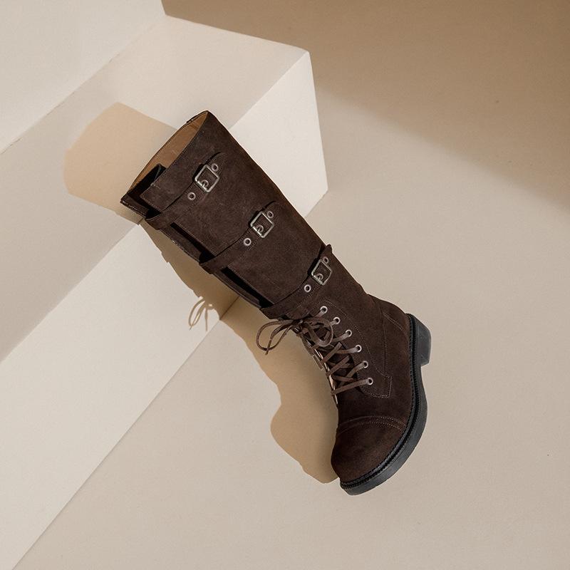 

Большой размер miu рыцарские ботинки женские 2025 новые ретро британские ботинки женские ковбойские ботинки ретро универсальные высокие ботинки 40 малиновый