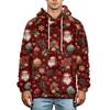 Men's Christmas Print Flannel Hoodie Hooded Casual Pullover Sweatshirt for Fall Winter