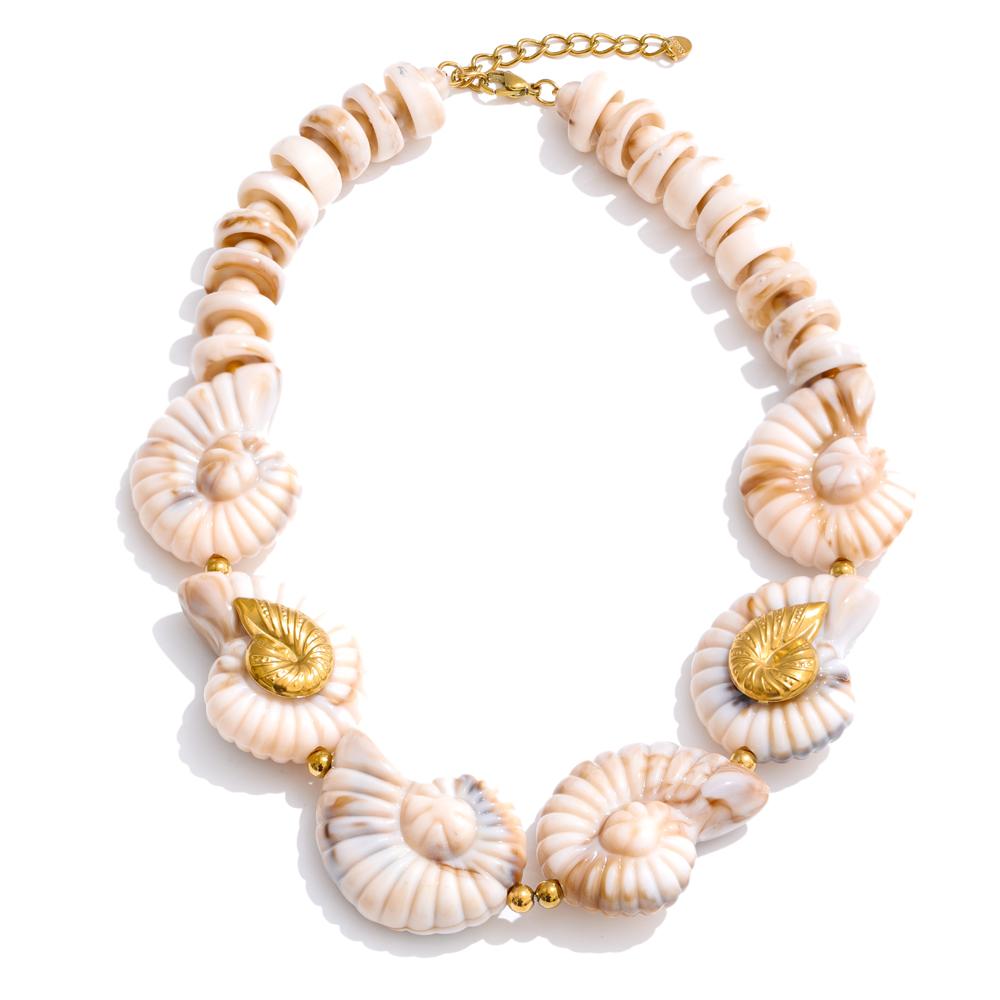 Eetit Ocean Style Resin Acrylic Conch Chain Necklace Summer Handmade Jewellery Stainless Steel Arrivals Fashion Jewelry