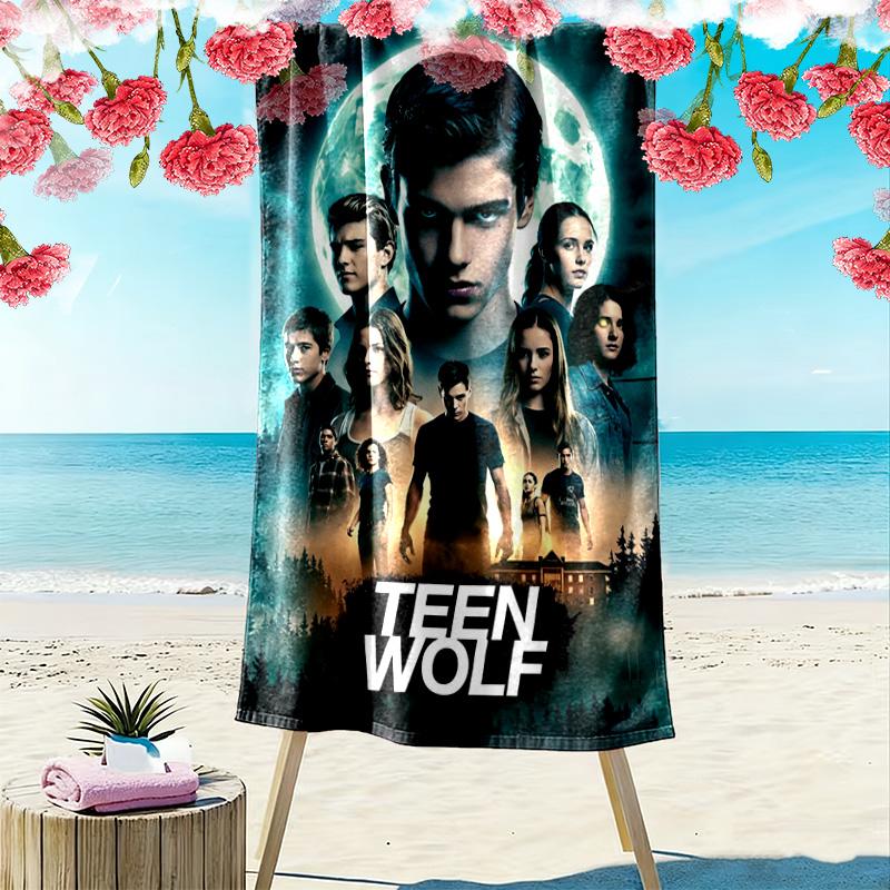 Teen Wolf Aufdruck Strandtuch, Großes Weiches Schnelltrocknendes Handtuch für Strand Camping Schwimmen
