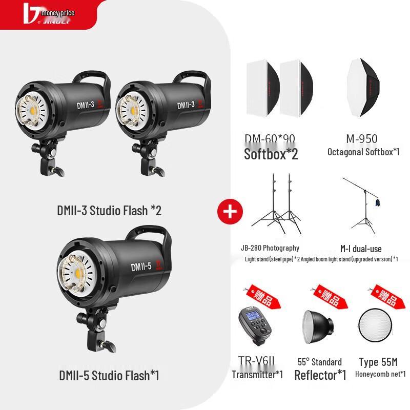 JINBEI DMII-3 Three-Light Studio Flash Kit