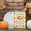 Metallposter Pumpkin Spice Coffee, Vintage Blechschild für die Wand, Herbstküchendekoration
