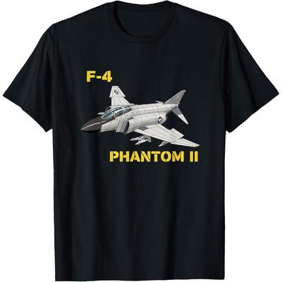 F-4 Phantom II Militärischer Düsenjäger Grafik T-Shirt Lässiges Kurzarm Oberteil