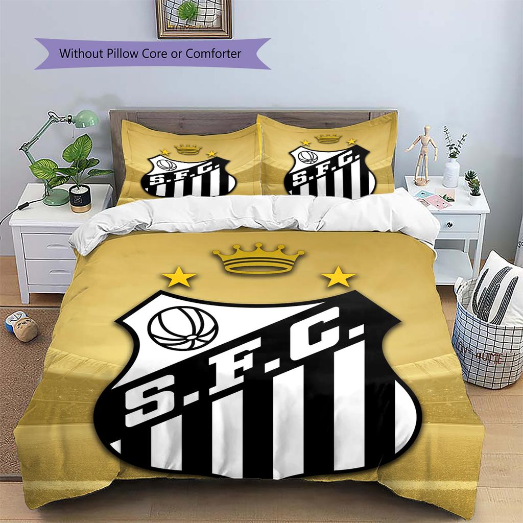 Santos FC Pattern Bedding Home Decoration Birthday Gift (1 * duvet cover + 2 * pillowcase, without core)