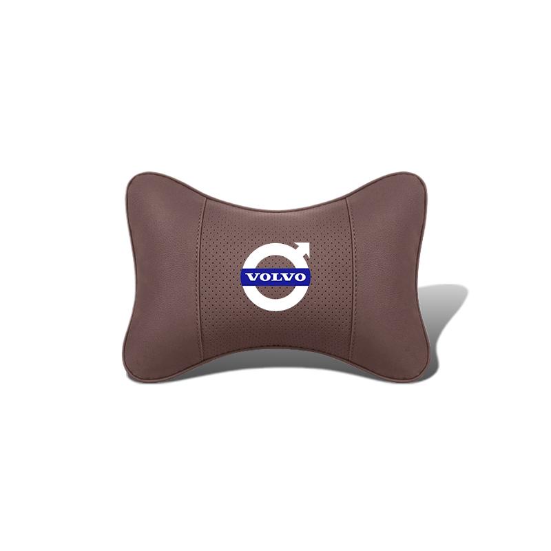1Pcs Pu Leather Car Neck Pillow Auto Emblem Headrest For Volvo Xc60 Xc90 V40 V60 S60 V50 V90 S80 C40 XC40 V70 XC70 C30 EX90 C70