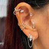 Daith Helix Plochá Piercingová Náušnice pro Ženy Nerezová Ocel Šroubovací Náušnice Chrupavka Tragus Conch Lalok Ucha Módní Zirkon