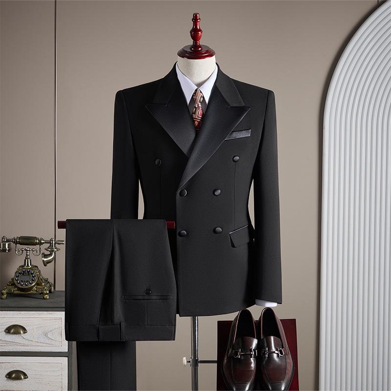 Tashiduo Formal Wear Double-Breasted Tencel Wool Men's Three-Piece Wedding Suit