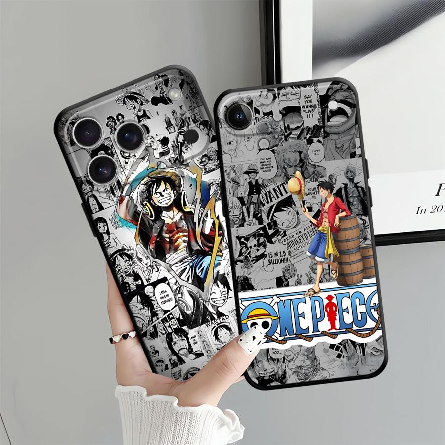 Ones Pieces Luffys Gear 5 Case for iPhone 15 16 14 Plus 13 12 11 17 Pro Max Air XS Max XR 7 8 Black Soft Phone Cover